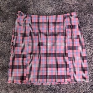 pink plaid skirt